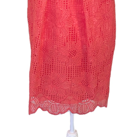 NWT Trina Turk Felisha Coral Lace Draped Halter Mini Dress in Guava - 4 - Picture 6 of 16